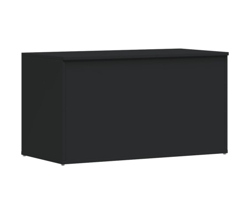 Baúl de almacenamiento madera contrachapada negro 84x42x46 cm