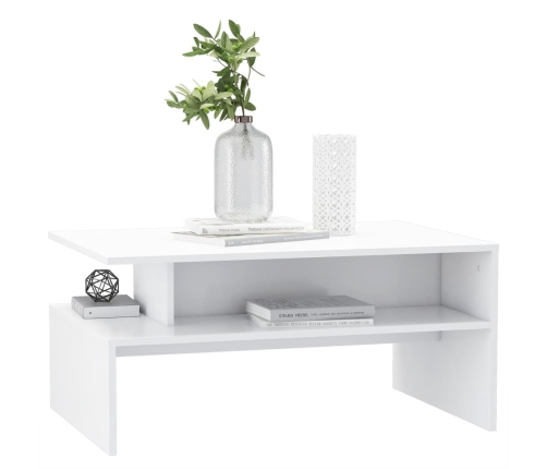 vidaXL Mesa de centro madera contrachapada blanco 90x60x42,5 cm