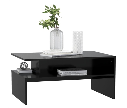 Mesa de centro madera contrachapada negro 90x60x42,5 cm