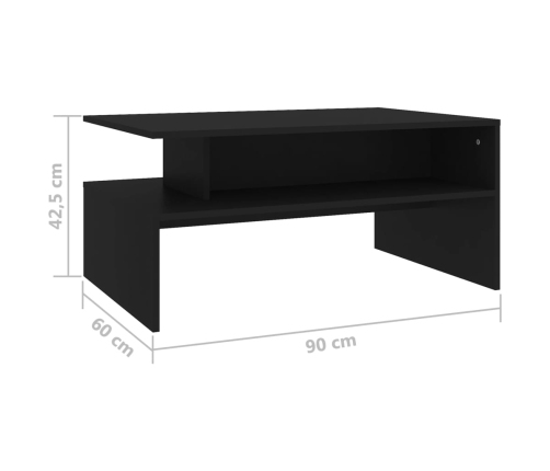 Mesa de centro madera contrachapada negro 90x60x42,5 cm