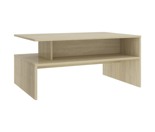 Mesa de centro madera contrachapada color roble 90x60x42,5 cm