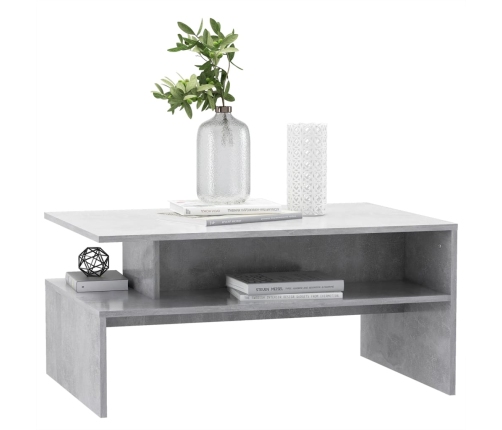 Mesa de centro madera contrachapada gris hormigón 90x60x42,5 cm