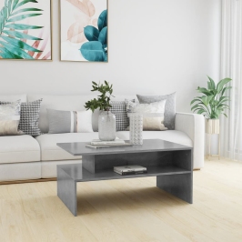 Mesa de centro madera contrachapada gris hormigón 90x60x42,5 cm