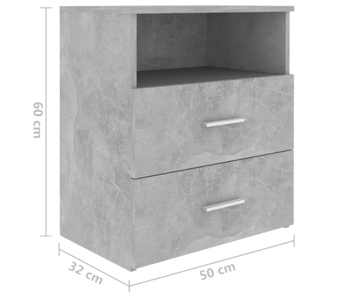 vidaXL Mesita de noche gris hormigón 50x32x60 cm