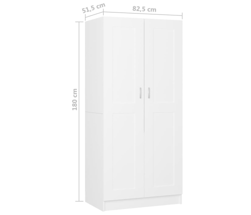 Armario de madera contrachapada blanco 82,5x51,5x180 cm