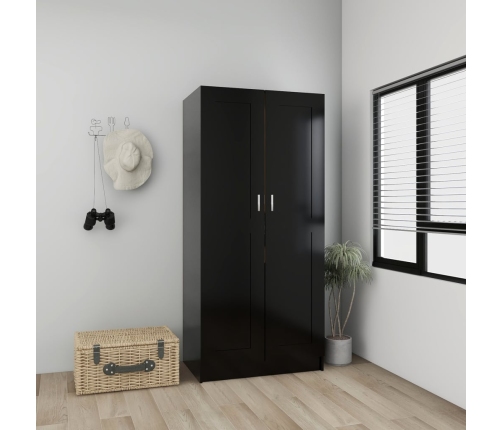 Armario de madera contrachapada negro 82,5x51,5x180 cm