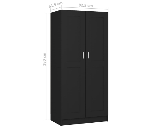 Armario de madera contrachapada negro 82,5x51,5x180 cm