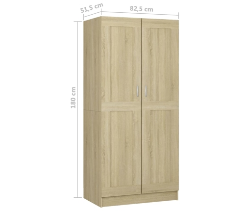 Armario de madera contrachapada color roble 82,5x51,5x180 cm