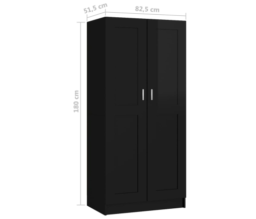 Armario madera contrachapada negro brillante 82,5x51,5x180 cm