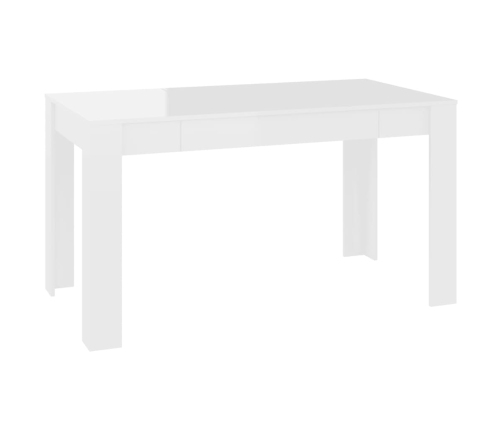 Mesa de comedor de aglomerado blanco brillante 140x74,5x76 cm