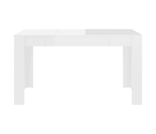 Mesa de comedor de aglomerado blanco brillante 140x74,5x76 cm