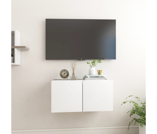 Mueble de TV colgante blanco 60x30x30 cm