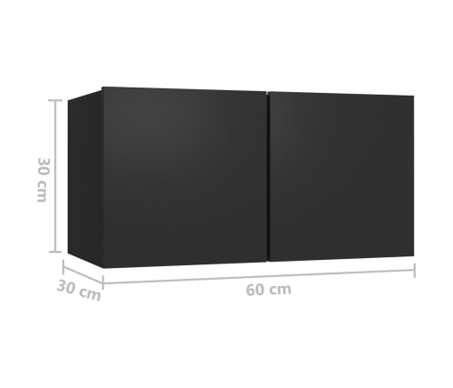 Mueble de TV colgante negro 60x30x30 cm