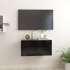 Mueble de TV colgante negro 60x30x30 cm