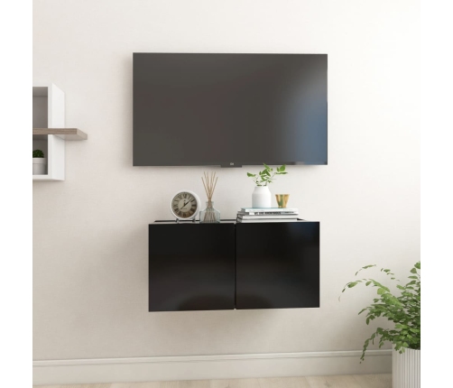 Mueble de TV colgante negro 60x30x30 cm