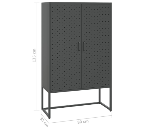 Aparador de acero antracita 80x35x135 cm