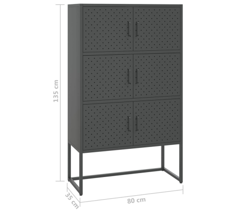 Aparador de acero antracita 80x35x135 cm