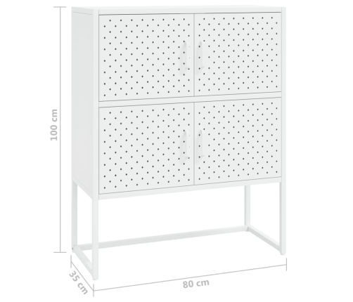 Aparador de acero blanco 80x35x100 cm