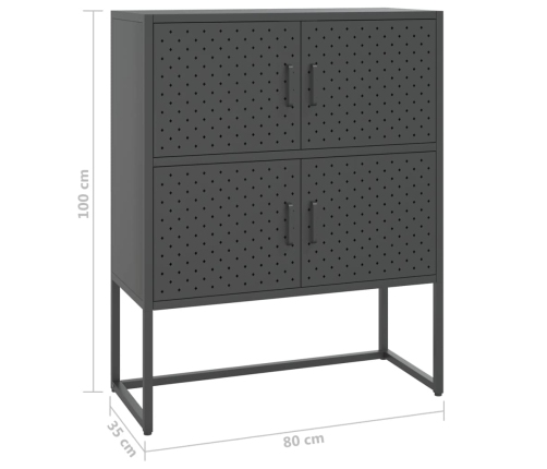 Aparador de acero antracita 80x35x100 cm