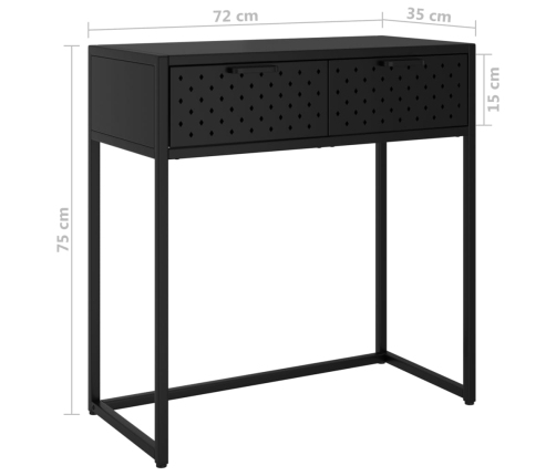 Mesa consola de acero negra 72x35x75 cm