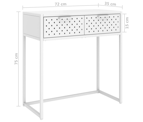 Mesa consola de acero blanca 72x35x75 cm