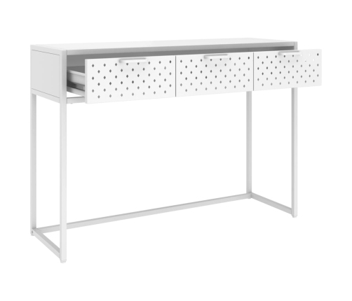 Mesa consola de acero blanca 106x35x75 cm