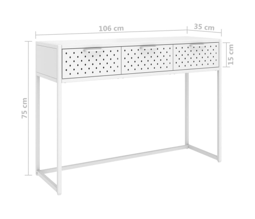 Mesa consola de acero blanca 106x35x75 cm