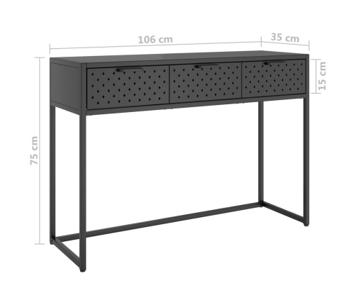 vidaXL Mesa consola de acero antracita 106x35x75 cm