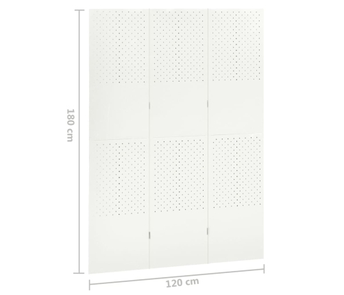 Biombo divisor de 3 paneles acero blanco 120x180 cm