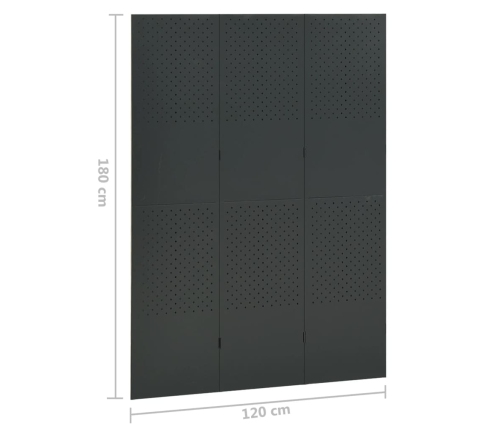 Biombo divisor de 3 paneles acero antracita 120x180 cm