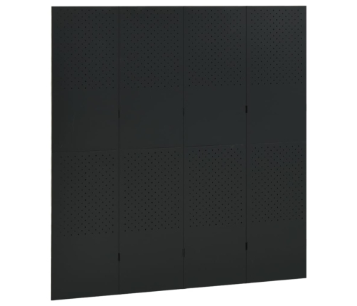 Biombo divisor de 4 paneles acero negro 160x180 cm