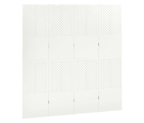 Biombo divisor de 4 paneles acero blanco 160x180 cm