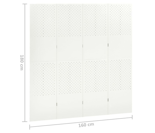 Biombo divisor de 4 paneles acero blanco 160x180 cm