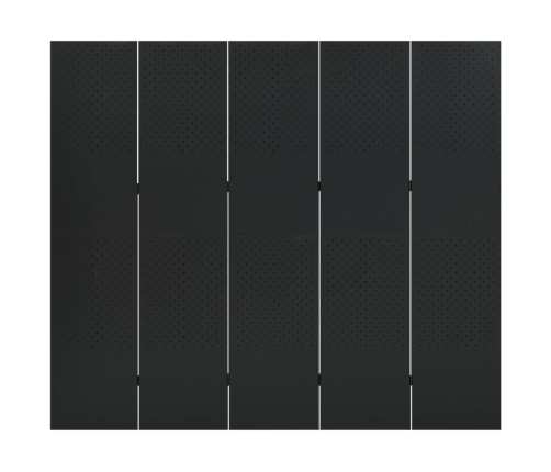 Biombo divisor de 5 paneles acero negro 200x180 cm