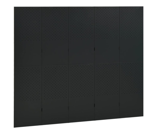 Biombo divisor de 5 paneles acero negro 200x180 cm