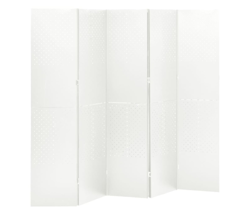 Biombo divisor de 5 paneles acero blanco 200x180 cm