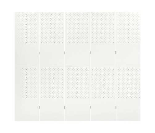 Biombo divisor de 5 paneles acero blanco 200x180 cm