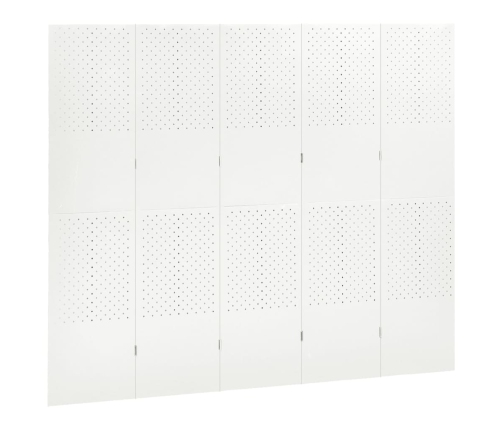 Biombo divisor de 5 paneles acero blanco 200x180 cm