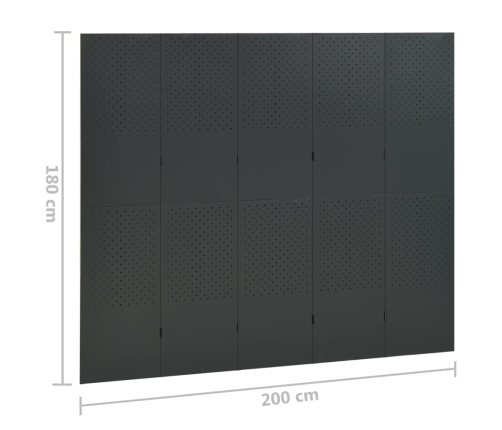 Biombo divisor de 5 paneles acero antracita 200x180 cm