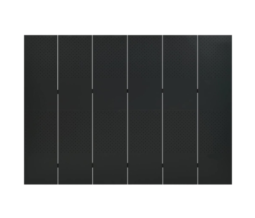 Biombo divisor de 6 paneles acero negro 240x180 cm