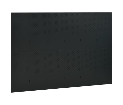 Biombo divisor de 6 paneles acero negro 240x180 cm