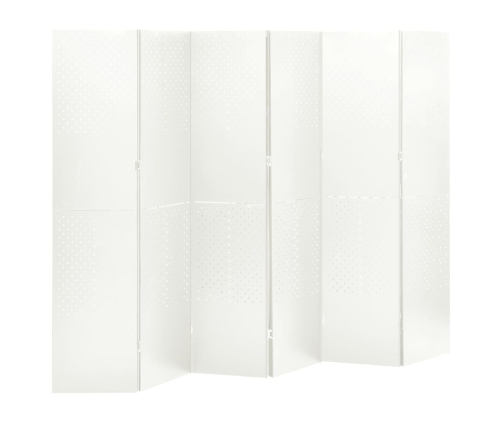 Biombo divisor de 6 paneles acero blanco 240x180 cm