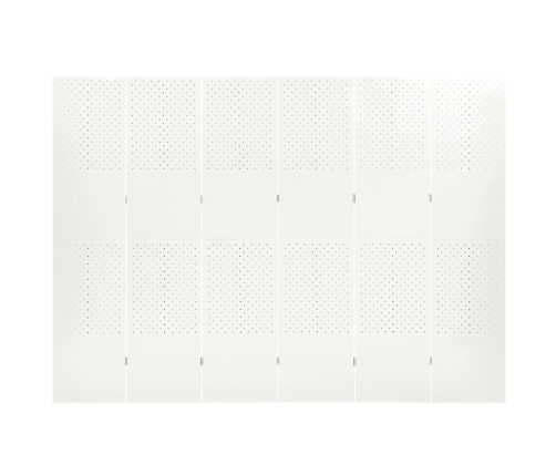 Biombo divisor de 6 paneles acero blanco 240x180 cm