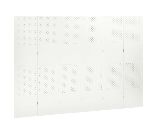 Biombo divisor de 6 paneles acero blanco 240x180 cm