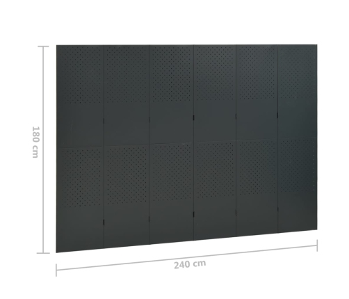 Biombo divisor de 6 paneles acero antracita 240x180 cm