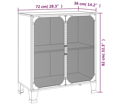 Armario de almacenaje metal y MDF gris 72x36x82 cm