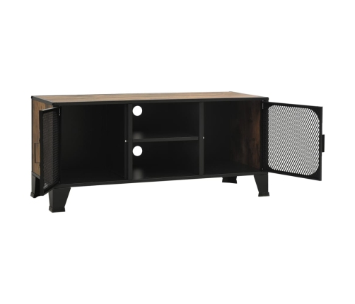 Mueble de TV metal y MDF marrón rústico 105x36x47 cm