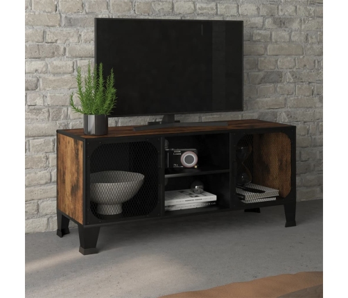 Mueble de TV metal y MDF marrón rústico 105x36x47 cm