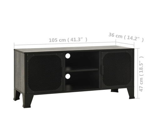 Mueble de TV metal y MDF gris 105x36x47 cm