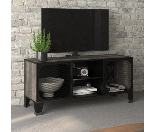 Mueble de TV metal y MDF gris 105x36x47 cm